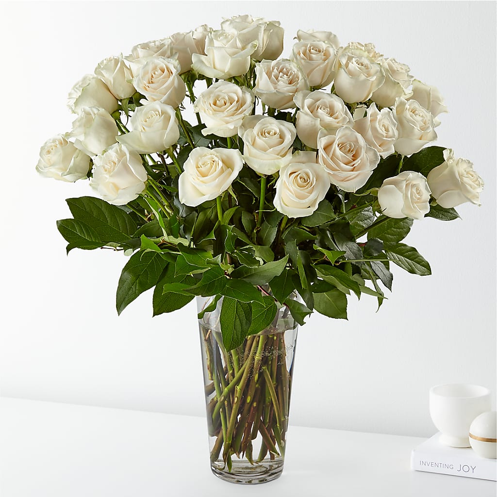 Long Stem White Rose Bouquet – VICKIE'S FLOWERS, Cypress CA