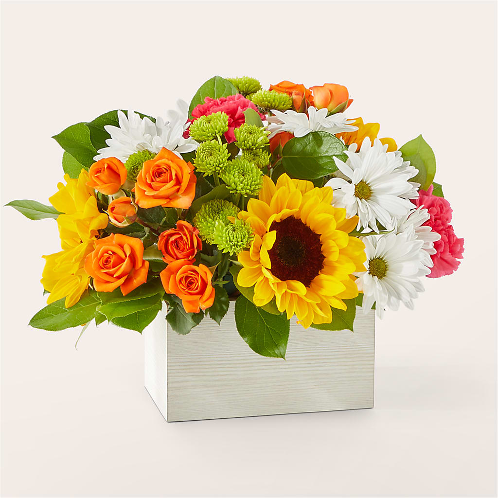 Sun-drenched Blooms Box Bouquet – VICKIE'S FLOWERS, Cypress CA