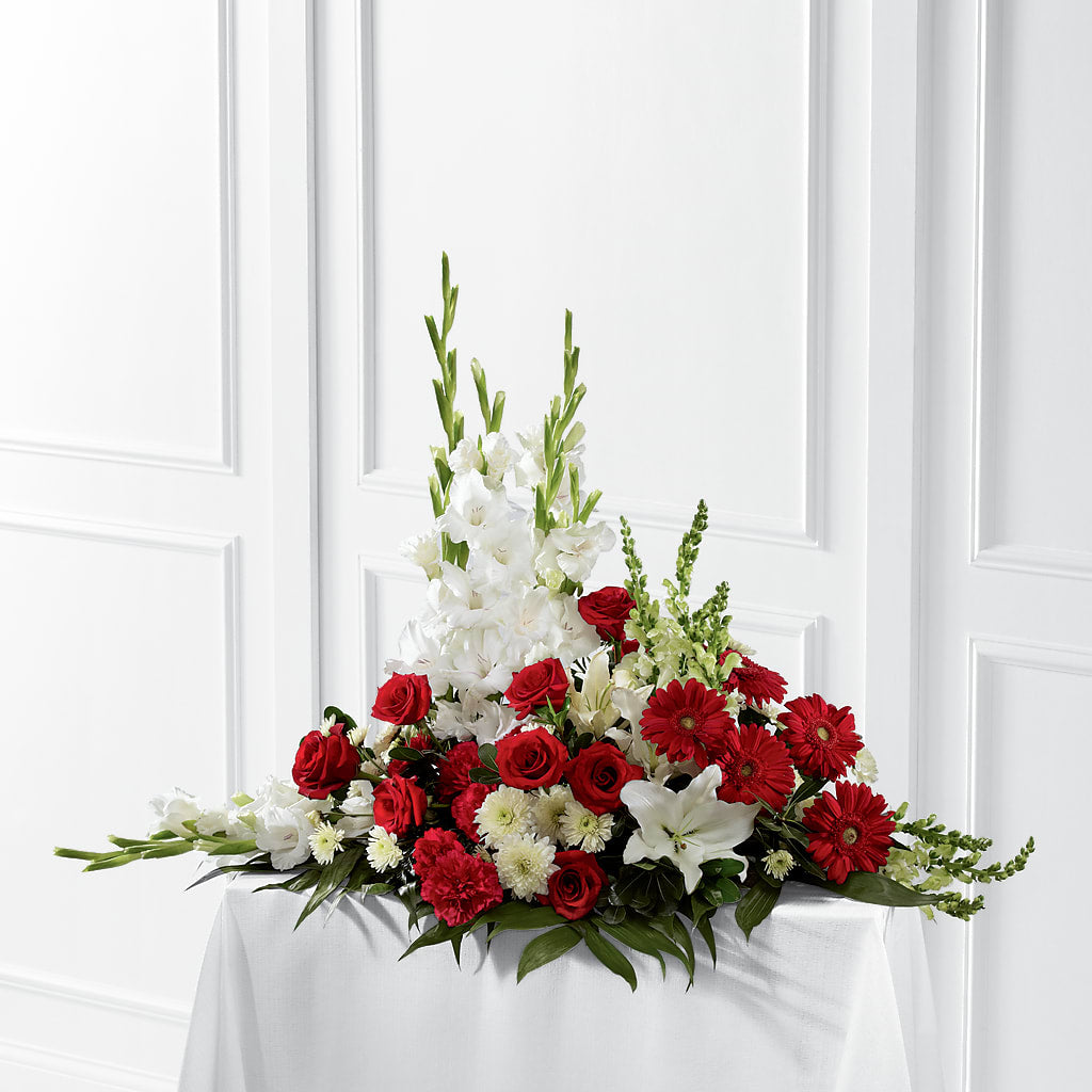 Crimson & White Arrangement – VICKIE'S FLOWERS, Cypress CA