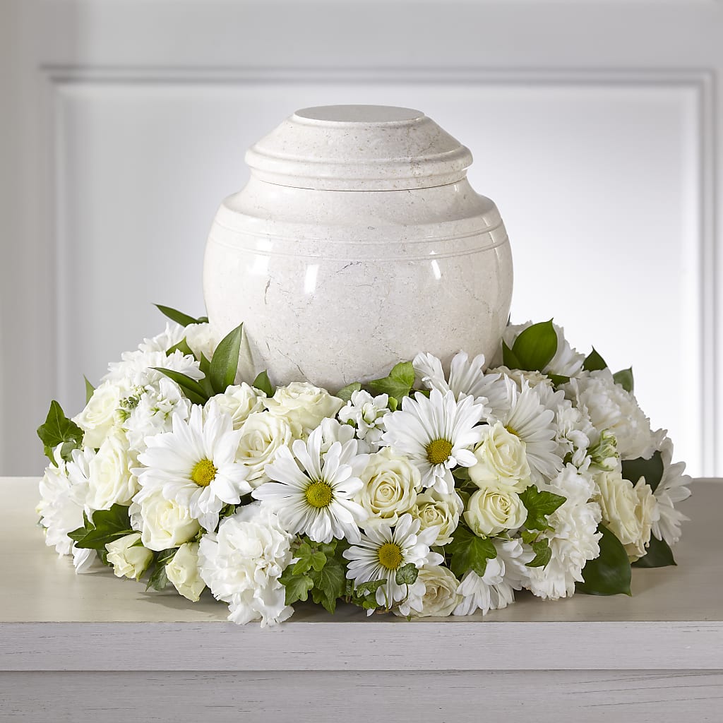Ivory Gardens Cremation Adornment – VICKIE'S FLOWERS, Cypress CA