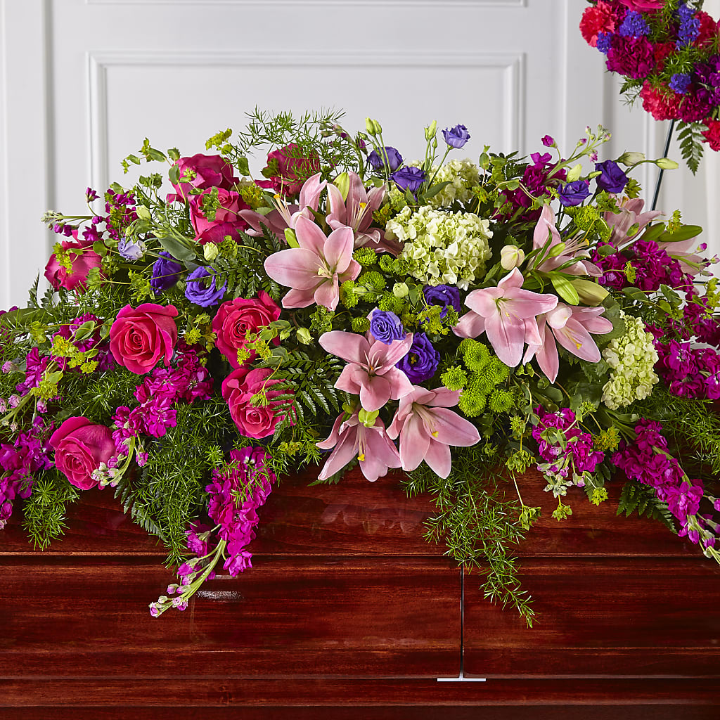 Radiant Tribute Casket Spray – VICKIE'S FLOWERS, Cypress CA
