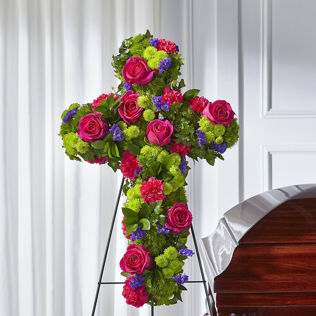 Tribute Rose Floral Cross – VICKIE'S FLOWERS, Cypress CA