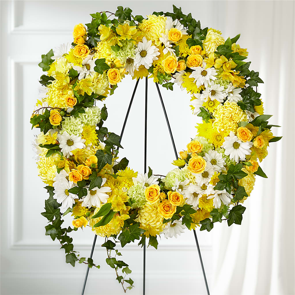 Golden Remembrance Wreath – VICKIE'S FLOWERS, Cypress CA