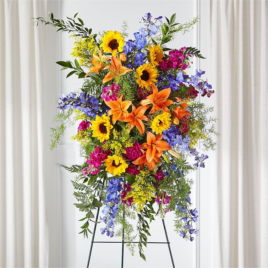 Sunlit Memories Standing Spray (Standard) – VICKIE'S FLOWERS, Cypress CA