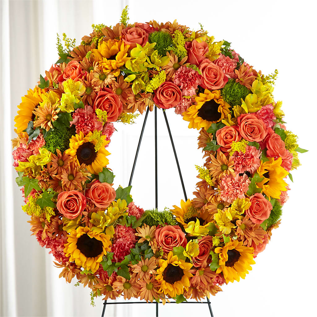 Autumnal Memories Wreath (Standard) – VICKIE'S FLOWERS, Cypress CA