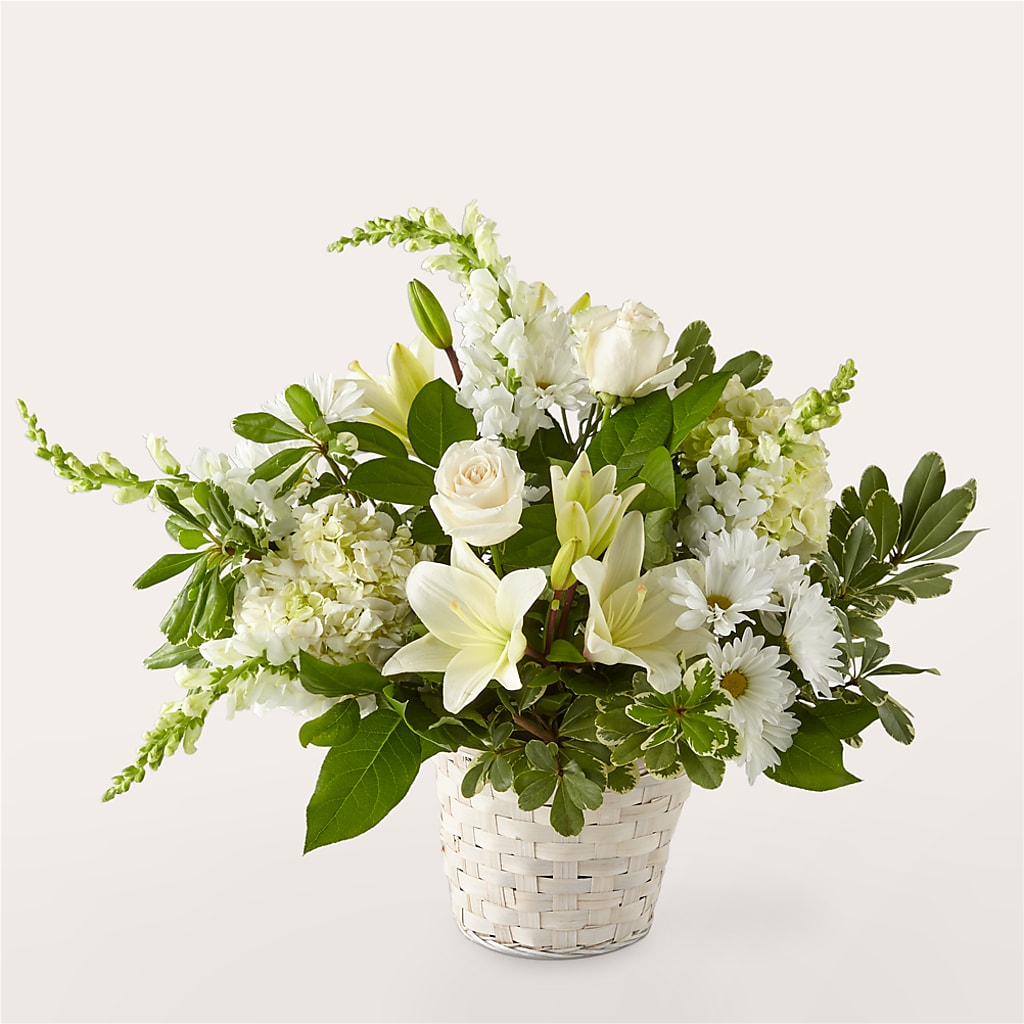Ivory Elegance Floral Basket – VICKIE'S FLOWERS, Cypress CA