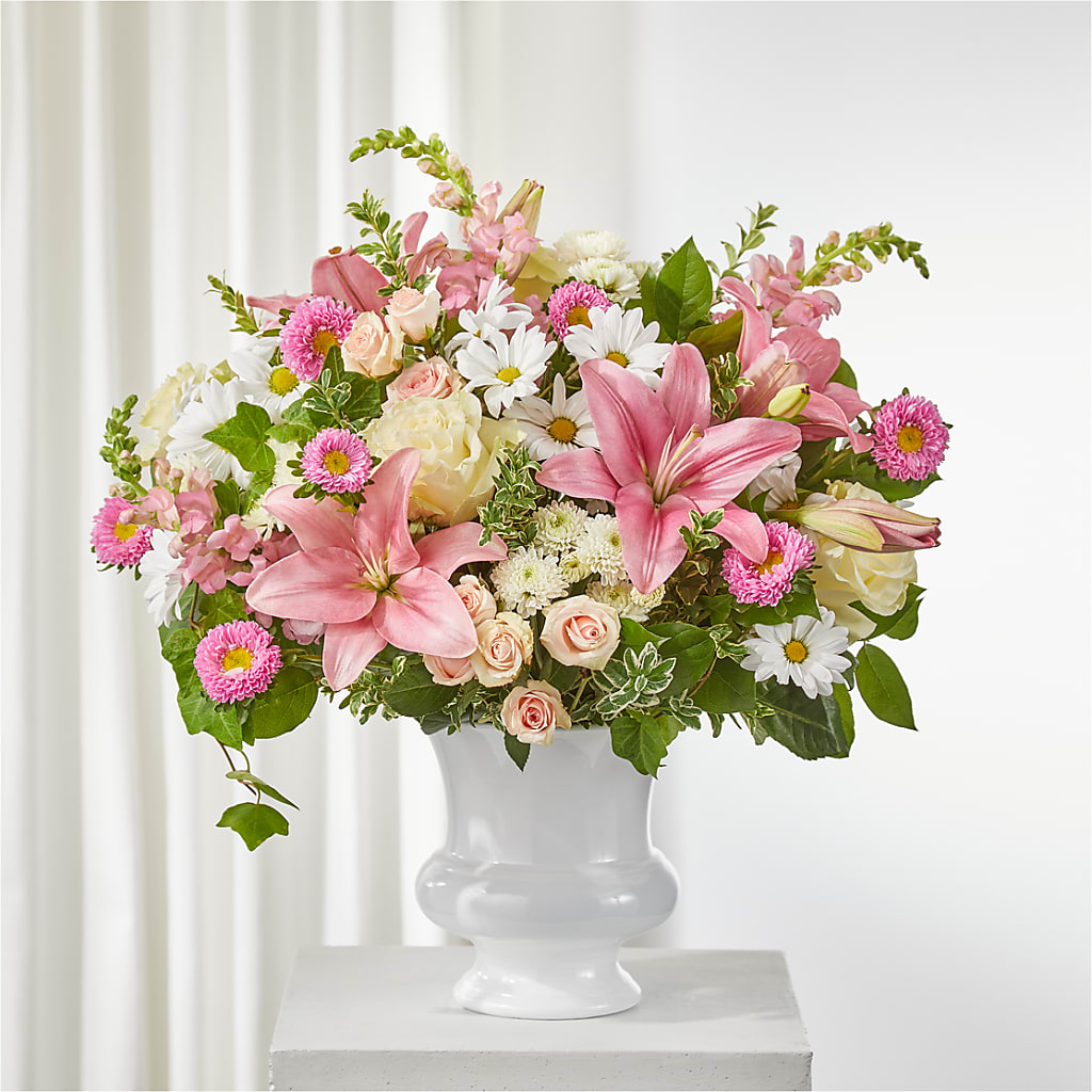 Empathetic Blooms Urn Arrangement – VICKIE'S FLOWERS, Cypress CA