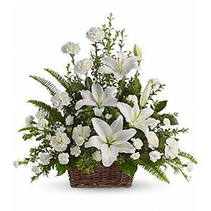 Peaceful White Lilies Basket – VICKIE'S FLOWERS, Cypress CA