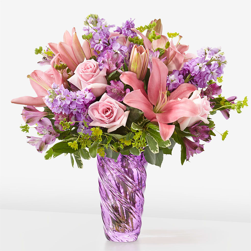 Precious Petals Bouquet with Luxe Swirl Vase – VICKIE'S FLOWERS, Cypress CA