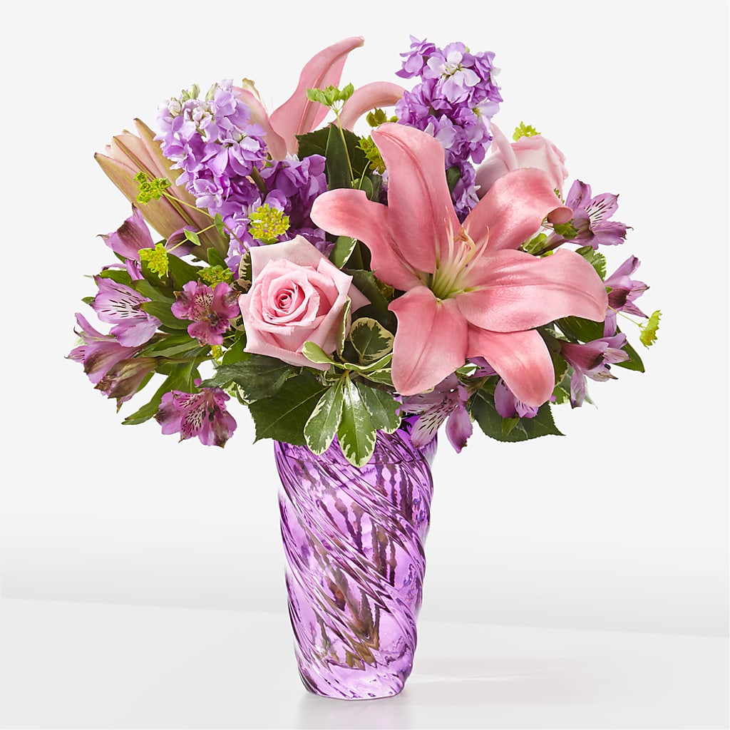 Precious Petals Bouquet with Luxe Swirl Vase – VICKIE'S FLOWERS, Cypress CA