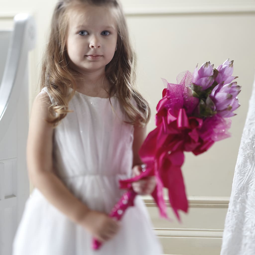 Sparkle Pink Flower Girl Bouquet – VICKIE'S FLOWERS, Cypress CA