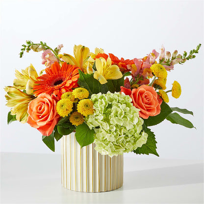 Autumn Sunshine Bouquet with Ivory Vase – VICKIE'S FLOWERS, Cypress CA