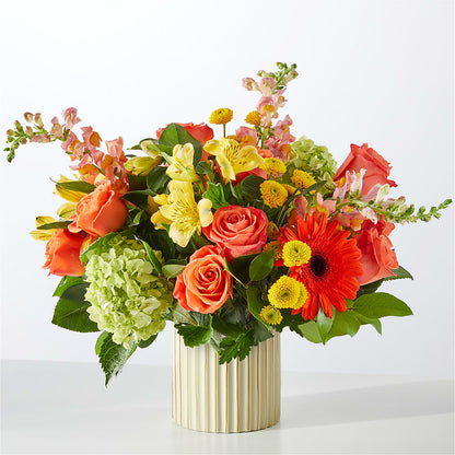 Autumn Sunshine Bouquet with Ivory Vase – VICKIE'S FLOWERS, Cypress CA