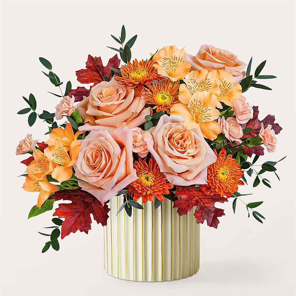 Spiced Latte Bouquet with Ivory Vase – VICKIE'S FLOWERS, Cypress CA