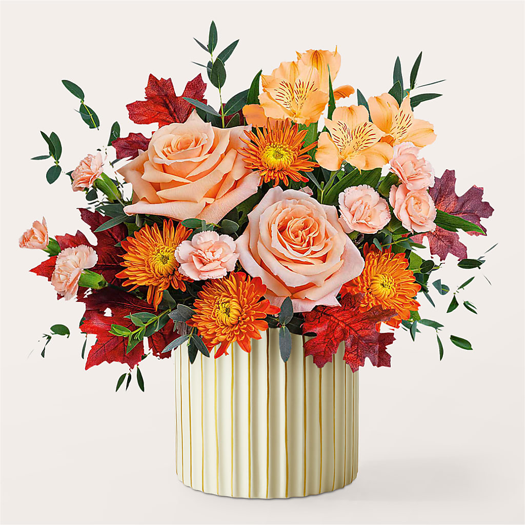 Spiced Latte Bouquet with Ivory Vase – VICKIE'S FLOWERS, Cypress CA