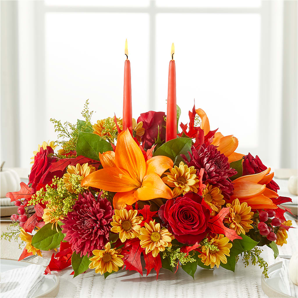 Autumn's Embrace Centerpiece – VICKIE'S FLOWERS, Cypress CA