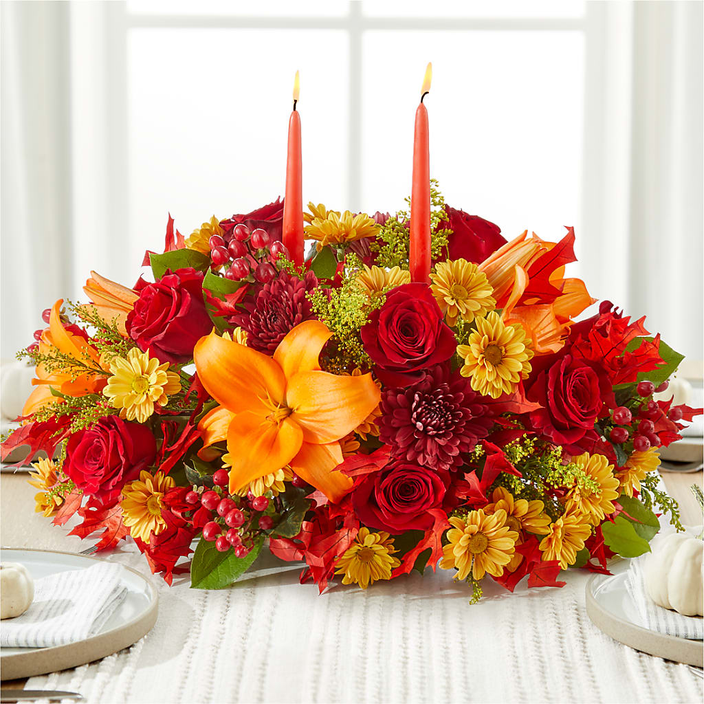 Autumn's Embrace Centerpiece – VICKIE'S FLOWERS, Cypress CA