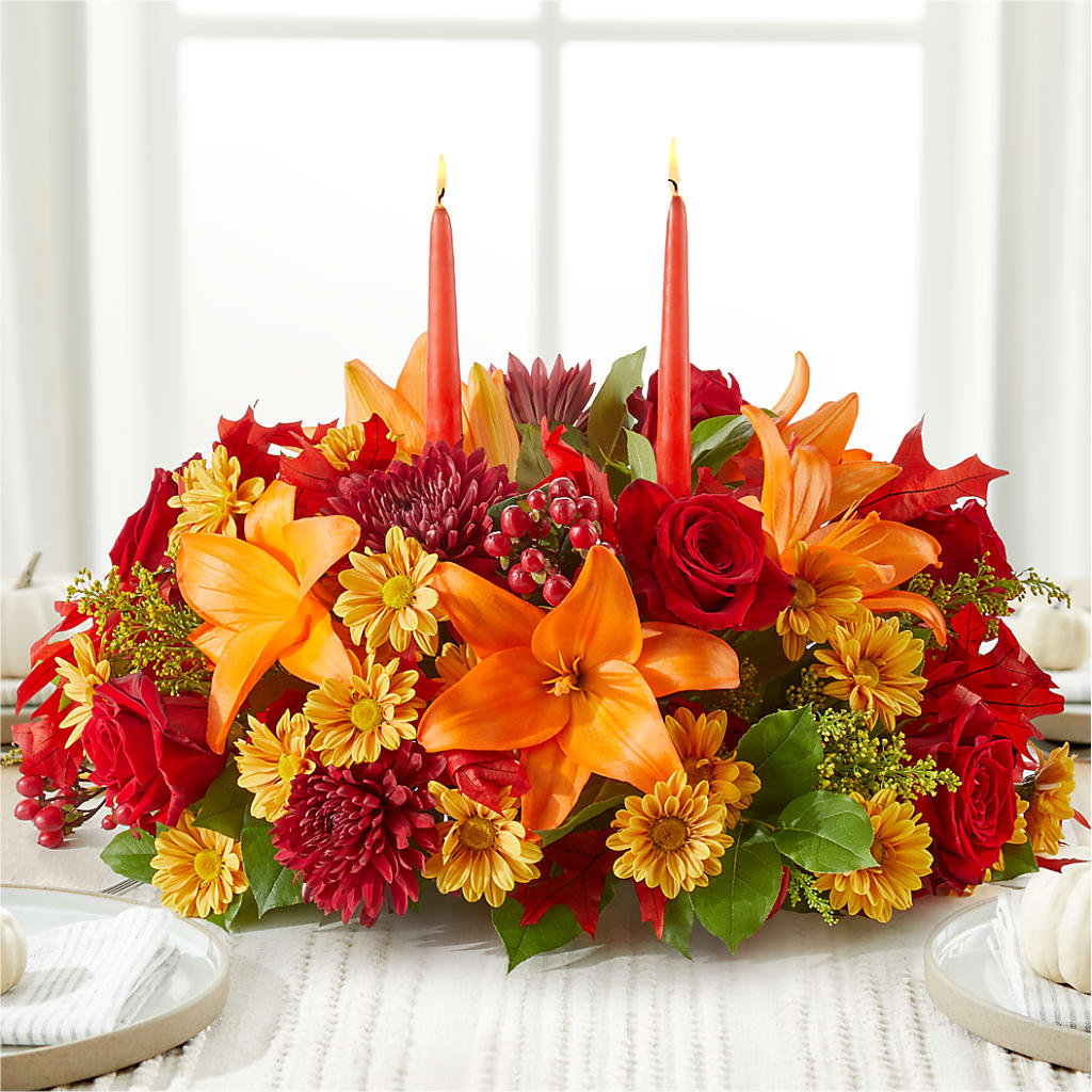 Autumn's Embrace Centerpiece – VICKIE'S FLOWERS, Cypress CA