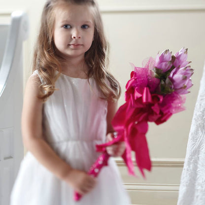 Sparkle Pink Flower Girl Bouquet – VICKIE'S FLOWERS, Cypress CA