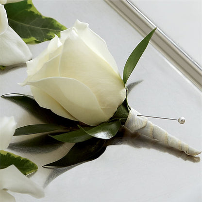 White Rose Boutonniere – VICKIE'S FLOWERS, Cypress CA